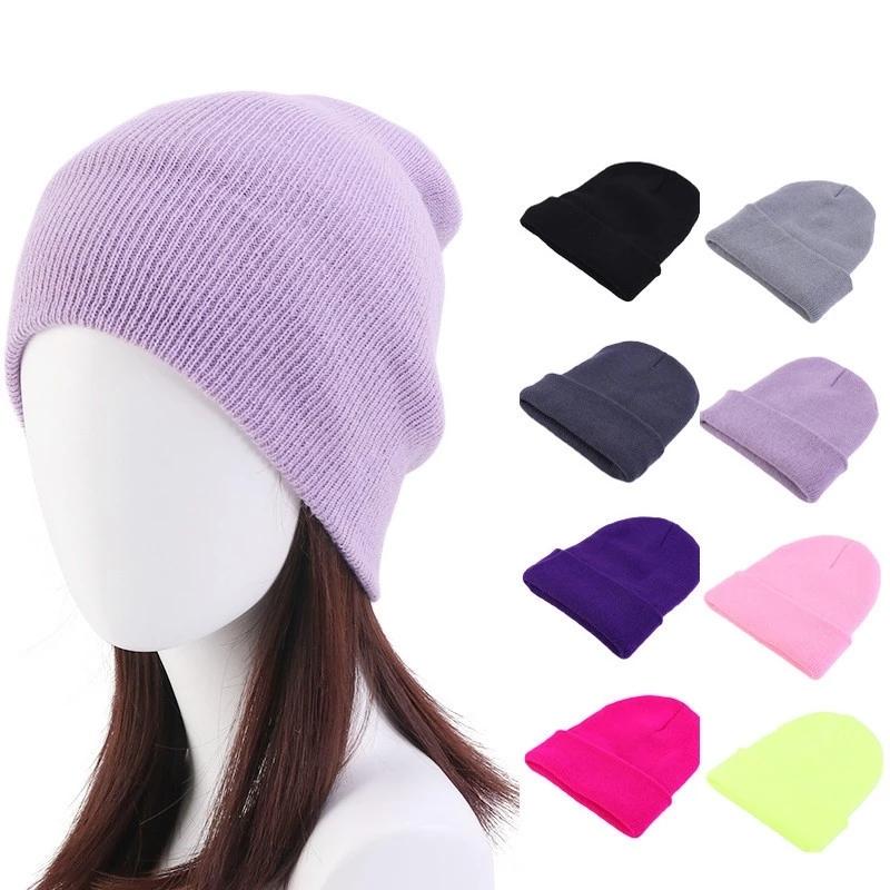 

Autumn Winter New Leisure Ladies Headwear Accessories Hats Unisex Solid Color Knitted Hats Sports Caps Men Caps Warm Hats, Mixed color