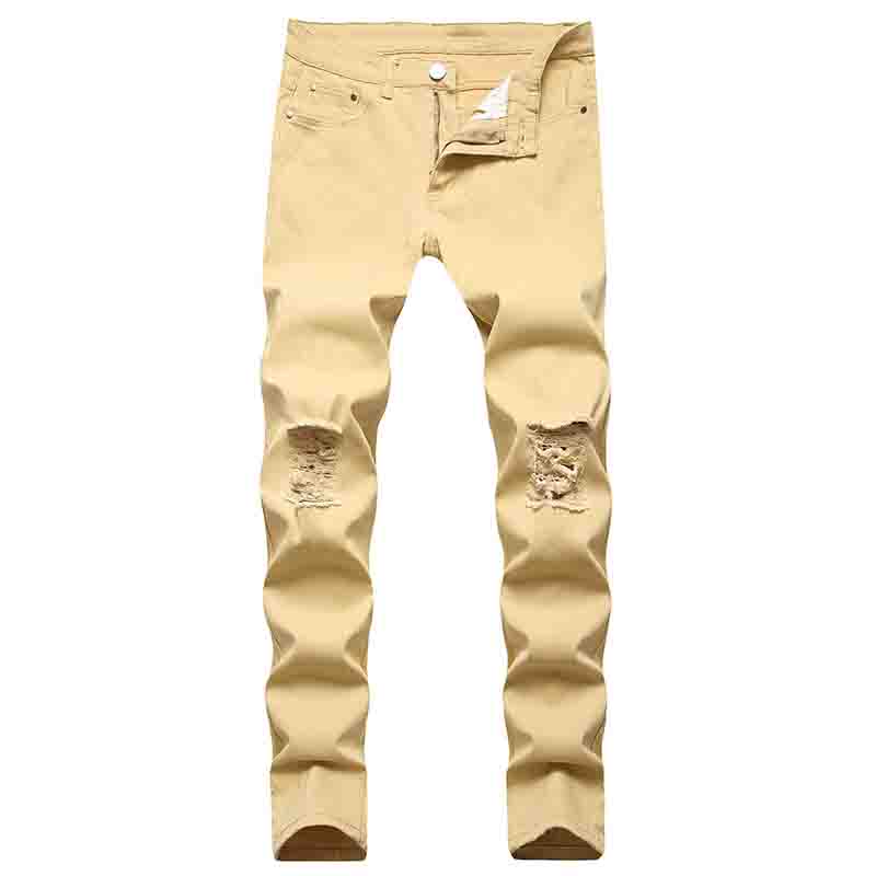 

mens jeans european and american style men slim elastic jeans trousers casual men jean 2021 fashion new solid color washed pencil pants, Blue