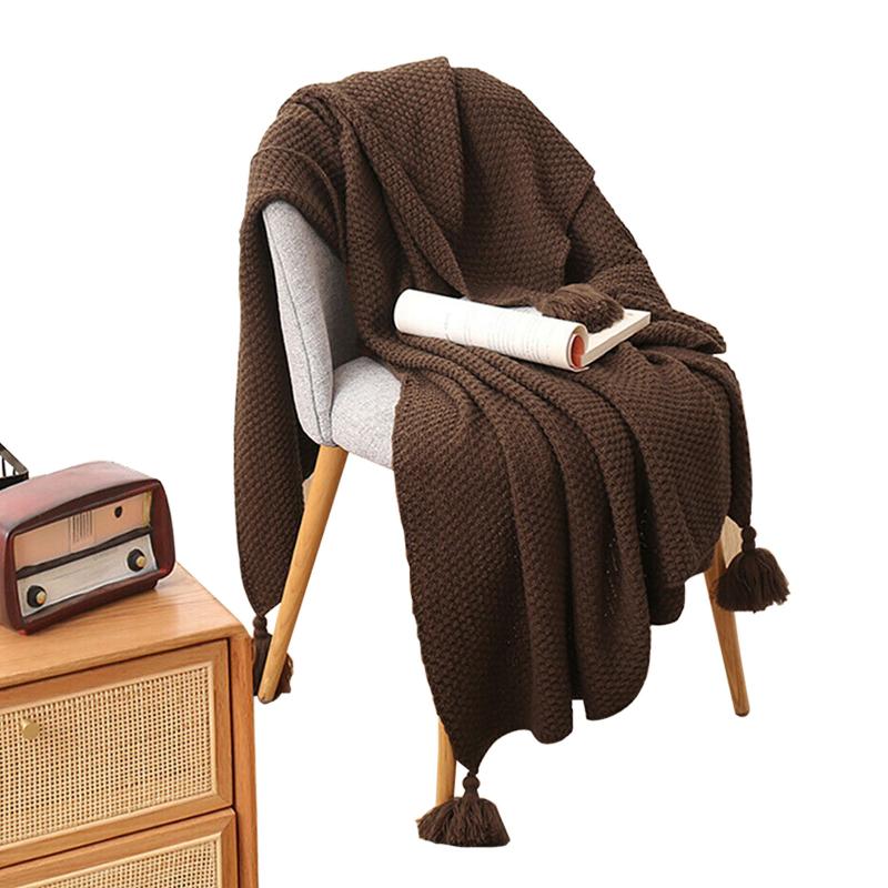 

Throw Blanket Home Textile With Tassel Chair Nap Fashion Couch Bedspread Decoration Nordic Woven Bed Sofa Knitted Tapestry Solid
