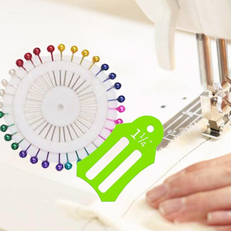 

12Pcs Folding Fabric Tape Maker Biasing Strips With Multi-Color New Quilting Pins And Storage Ring Sewing Accessories