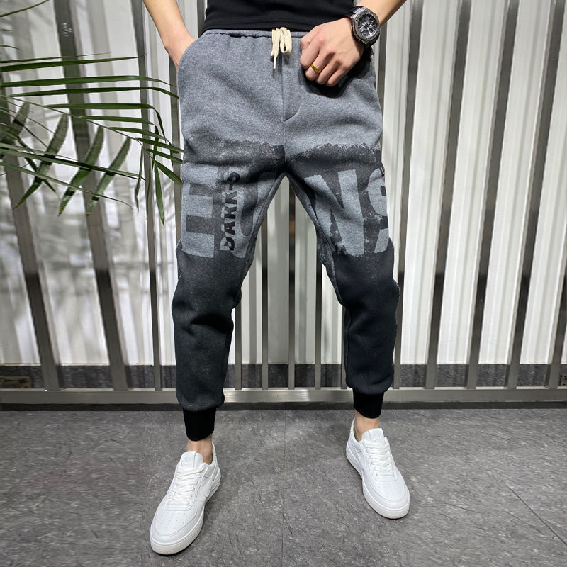 

Winter 2021 New Plus Velvet Thickening Trousers Printing Spirit Man Style Shipping Sport Free Hot Sale 81VO, Black regular.