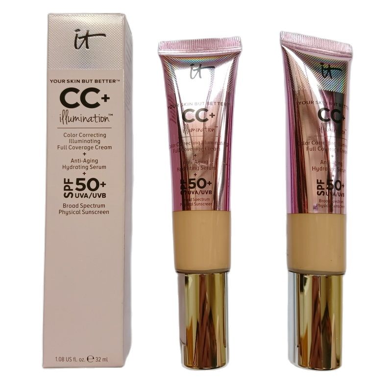 

NEW It Cosmetics CC+ Cream SPF50 Full Cover Medium Light Base Liquid Foundation Makeup Whitening Your Skin But Better 32 ml+Gift