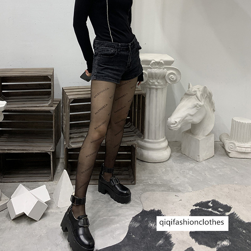 

Black letter stockings women's autumn thin style English stockings sexy printed Pantyhose Stockings, Girl