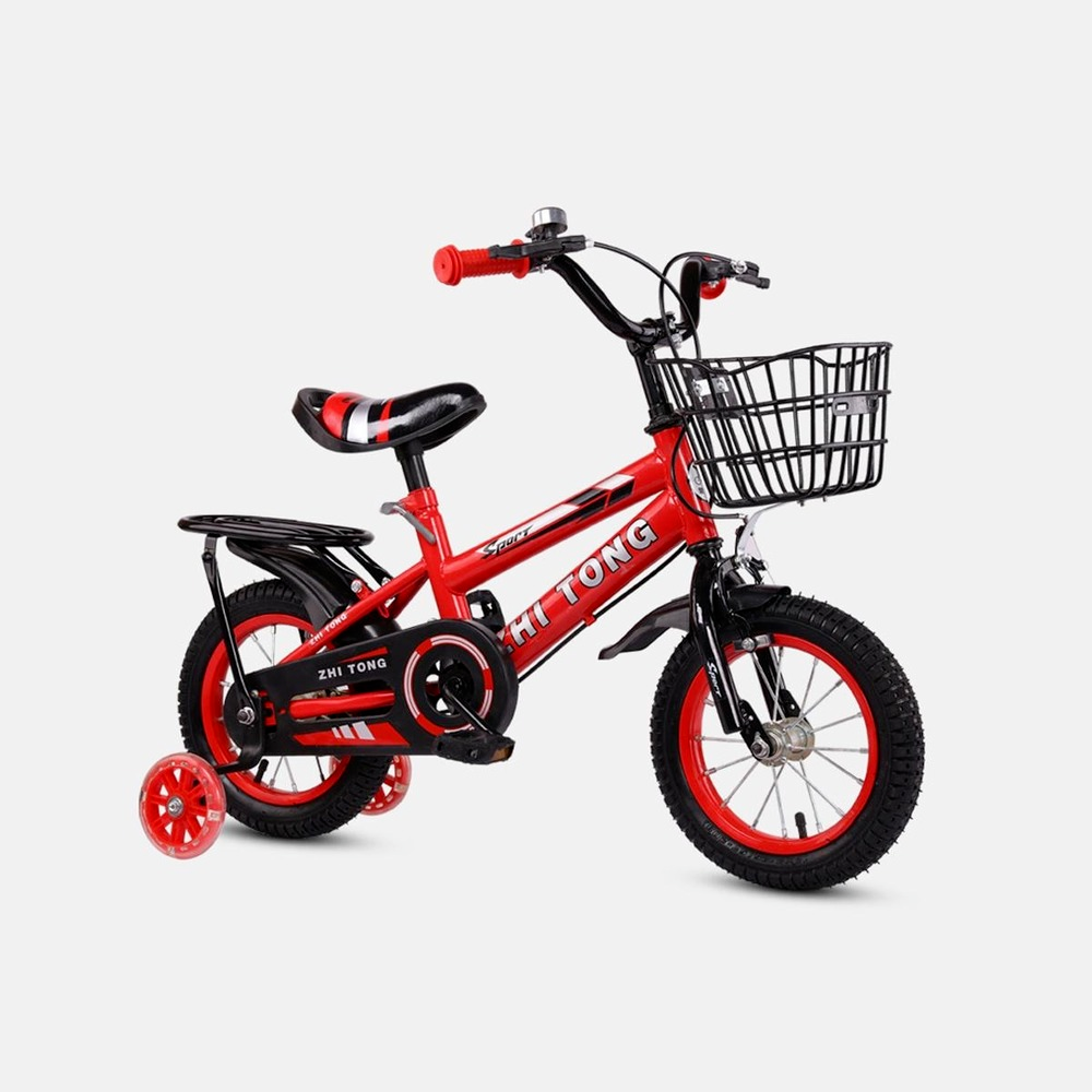 

12/16inch Kids Bike With Pedal Flashing Wheels Children Bicycle for Beginner Rider Training, Red