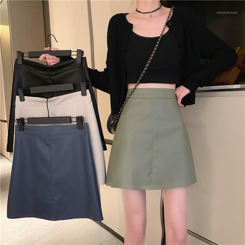 

2020 Autumn New High Waist Slimming Simple Black Bag Hip Skirt Casual All-match Sexy Women Pu Leather Mini Skirt Free Shipping1