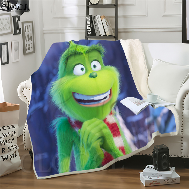 

CLOOCL Movie Grinch Stole Christ The Grinch 3D Print Casual Style Conditioning Blanket Sofa Teens Bedding Throw Blankets Plush Quilt