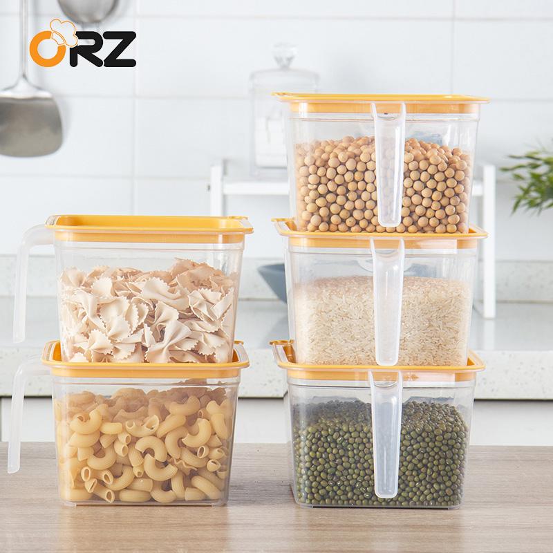 

5/1pcs Kitchen Transparent Storage Box Sealed Jar Grains Beans Storage Organizer Containers Refrigerator Boxes