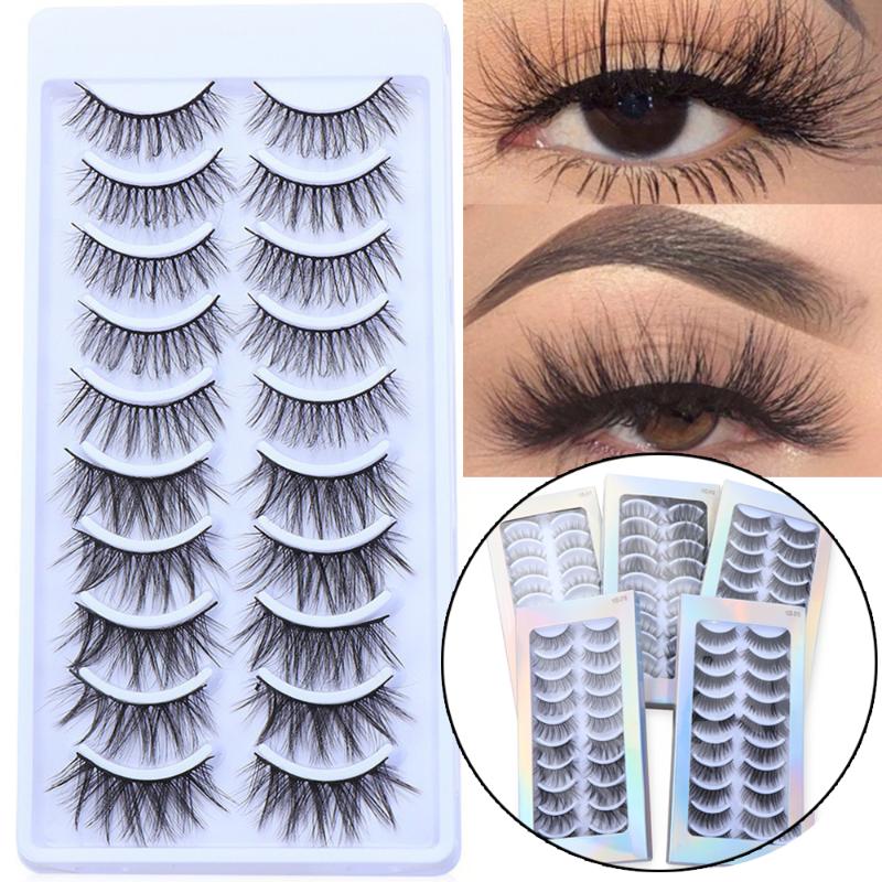 

5/10Pairs Mix 10D Mink Hair Natural Long Fluffy Criss-cross False Eyelashes Handmade Eye Makeup Tools Fashion Lash Extension