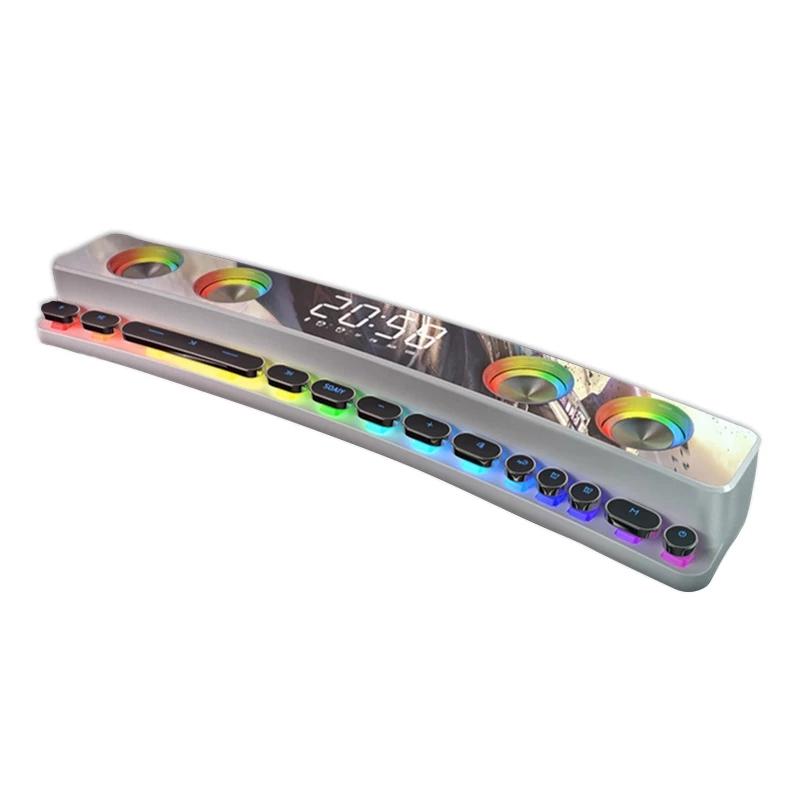 

Wireless Computer Game Subwoofer Bluetooth Speaker 3600mAh Sound Bar USB 3D Stereo Clock Indoor Soundbar AUX FM Home Loudspeaker