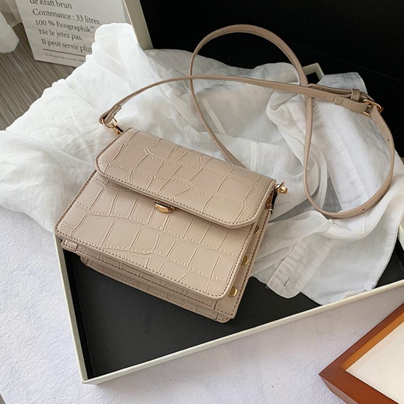 

Stone patent black Crossbody Bags For Women 2021 Small Handbag Small Bag PU Leather Hand Bag Ladies Designer