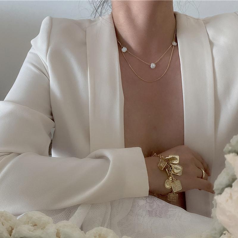 

2021 New Natural Baroque Pearl Necklace Jewelry Gold Filled Choker Pendants Femme Kolye Collares Boho Necklace For Women