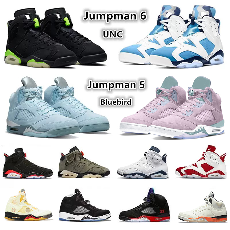 

UNC Jumpman 5 6 mens basketball shoes 5s TS 6s RF Metallic Silver Electric Green Georgetown Shattered Backboard Bluebird Red Oreo Easter trainers sports sneakers, Color#25