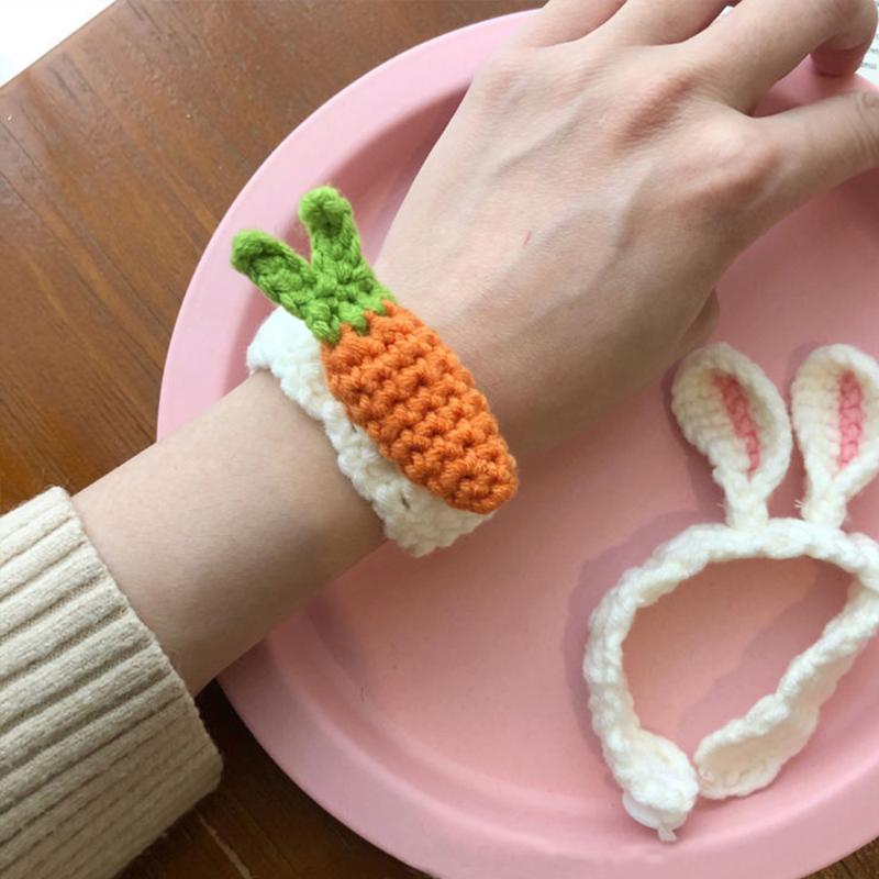 

Knitted woolen hand-knitted children's student bracelet ears carrots bows jewelry bracelets