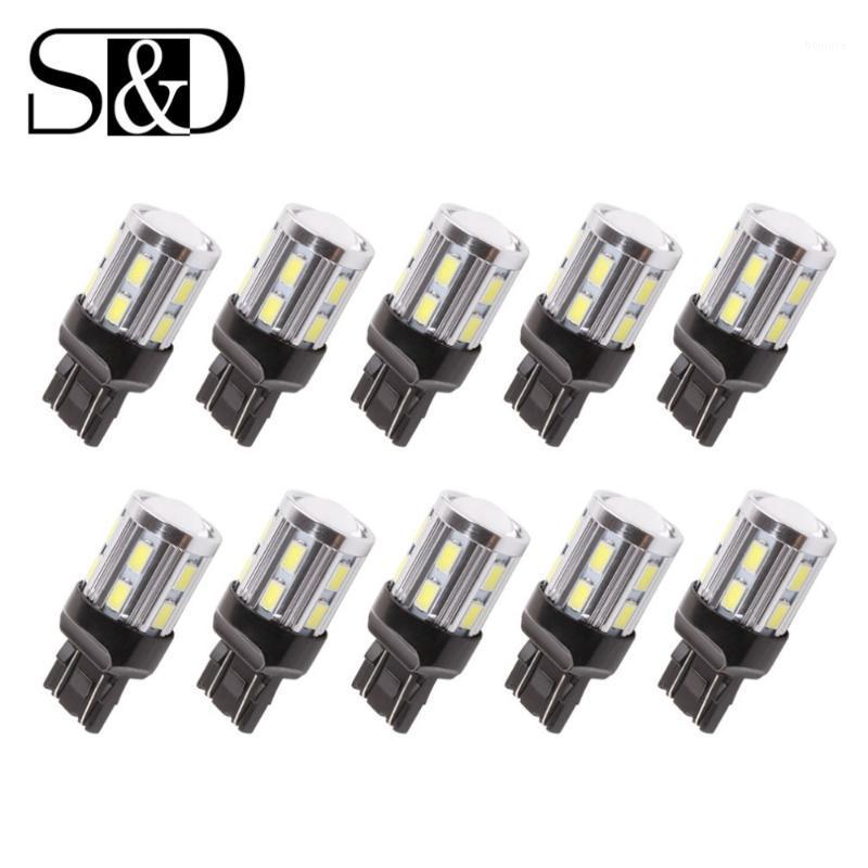

10pcs Auto W21/5W LED Bulbs Cree Led Chips 7443 7440 Light Bulb 12 SMD 5730 5W High Power Car Parking Light Yellow White Red1, As pic