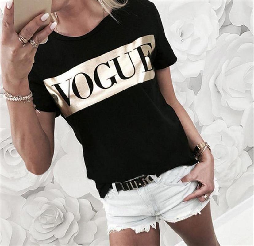 

Golden Vogue Letter Print T Shirt Womens Short Sleeve O Neck Loose Tshirt Summer Women Tee Tops Camisetas Mujer