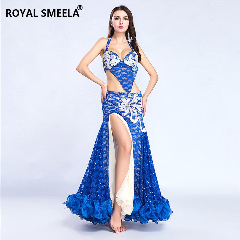 

New Model High Quality Belly Dance Costume 2pcs Set Women Professional Artificial Diamond Belly Dancer Performance Suit H4500, Black