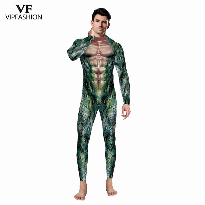 

VIP FASHION Adult Sexy Men Halloween Costumes Snake 3D Printing Animal Party Zentai Catsuit Muscle Cosplay Bodysuit Jumpsuit, B142-172