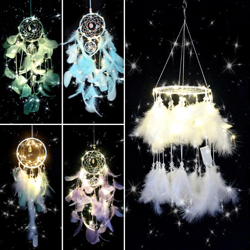 

Decorative Objects & Figurines Handmade Dreamcatcher With Feathers Wall Hanging Craft Gift Home Decoration Dream Catchers Baby Decor