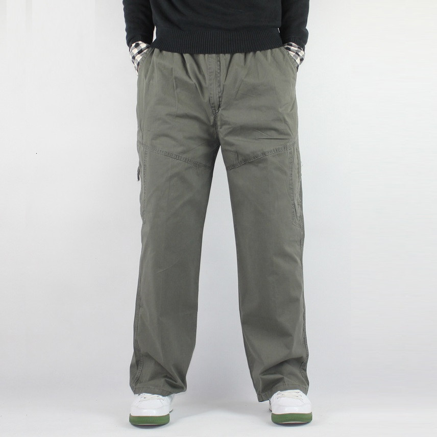 

2021 New 100% Cotton Will See Loose Casual Elastic Pants for Men Black Army Big Gray Green and High Plus Size -6xl 5xl Z2rw, Dark grey