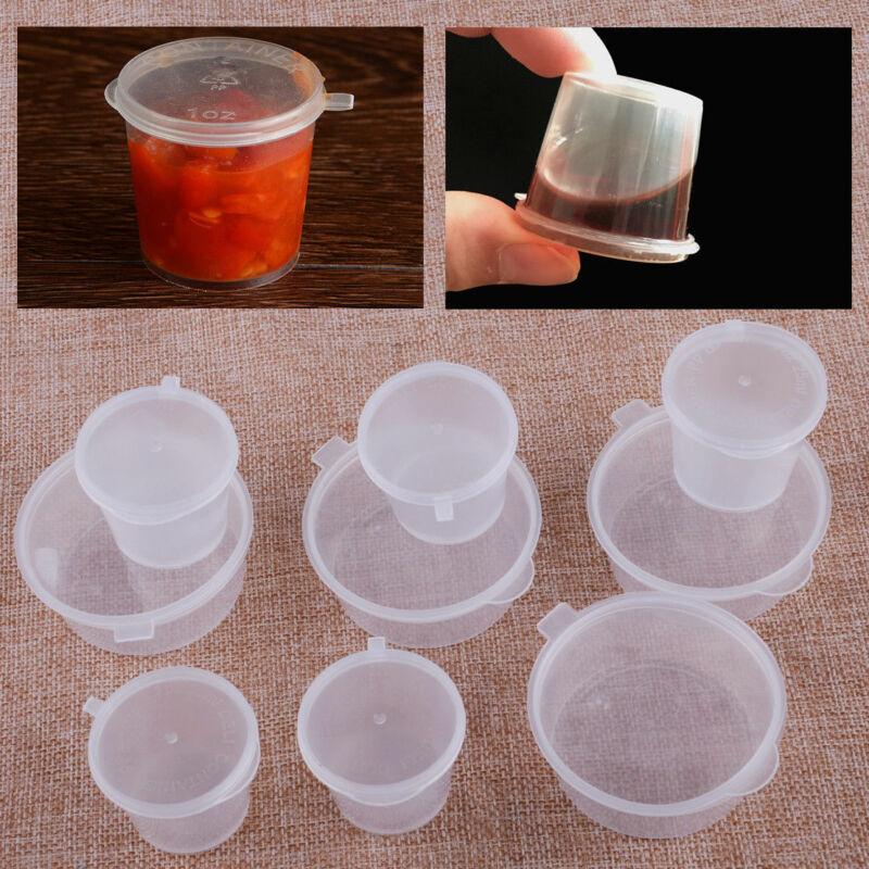 

Storage Bottles & Jars 100pcs Disposable Plastic Takeaway Sauce Cup Containers Box With Hinged Lids Pigment Paint Palette Reusable