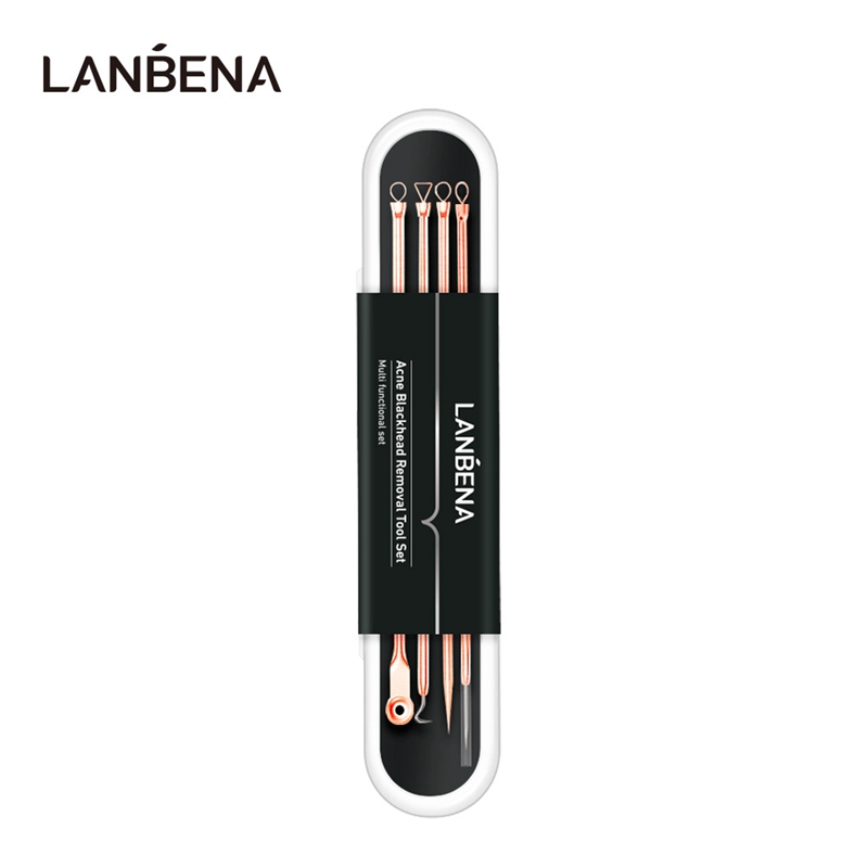 

LANBENA 4pcs/set Stainless Steel Acne Pimple Spot Extractor Pore Cleanser Kit Blackhead Blemish Remover Face Skin Care Tools 0565