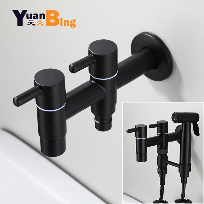 

Washing machine faucet Bidet Faucet Stainless Steel Bathroom tap Single Cold garden Black outdoor mixer Small Tap