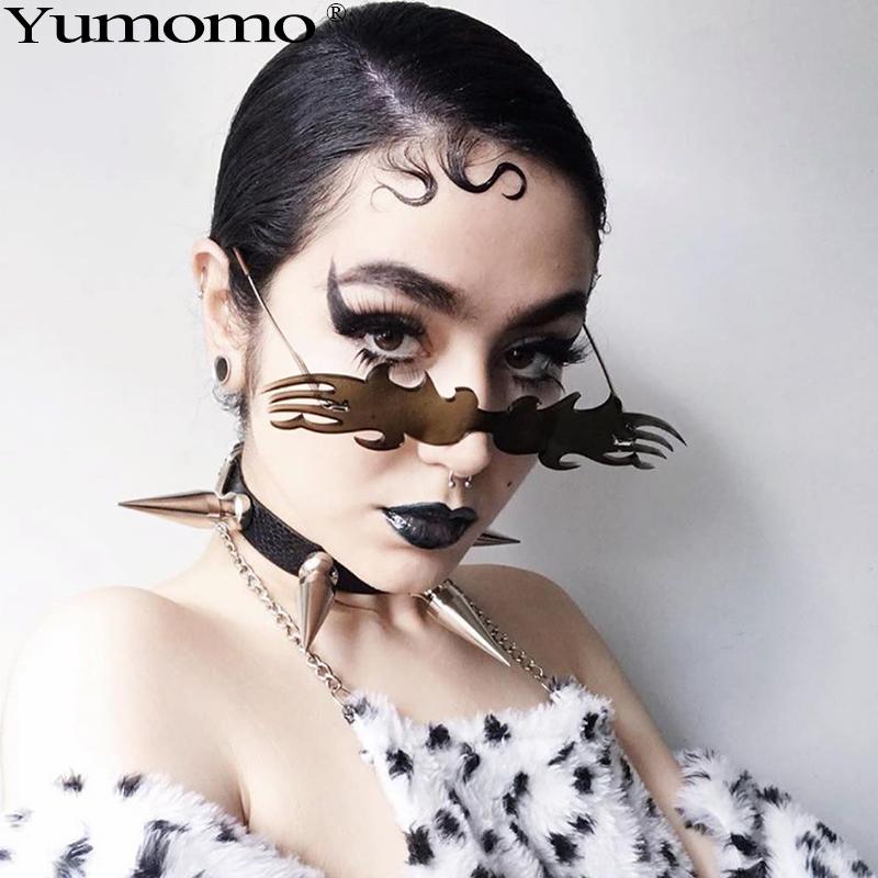 

Sunglasses Oversized Rimless Women Men 2021 Retro Steampunk Female Punk Brand Designer Eyewear UV400