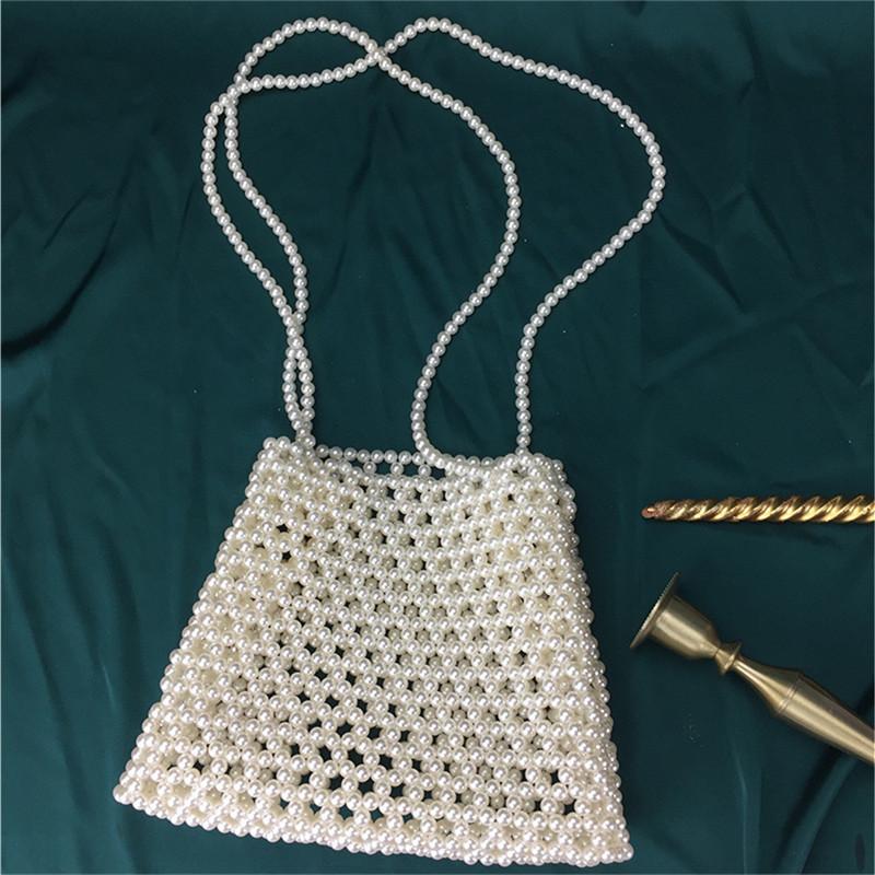 

FIRMRANCH women's bag summer new style pearl handmade retro hollow woven bucket bag exquisite shoulder