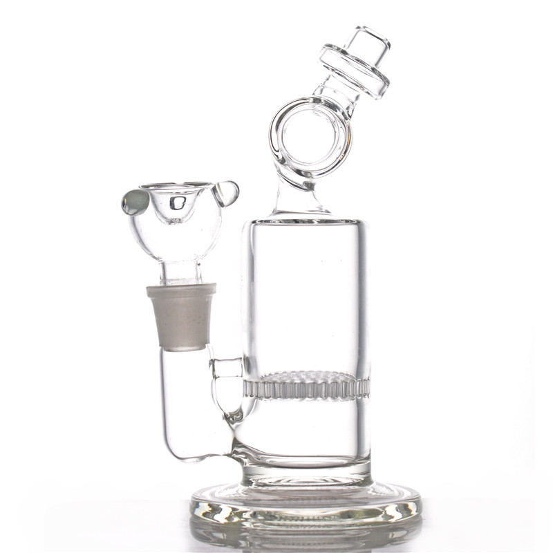

Glass water bongs 8inch honeycomb cage percolator thick water recycler bong with 18mm male smoking bowl
