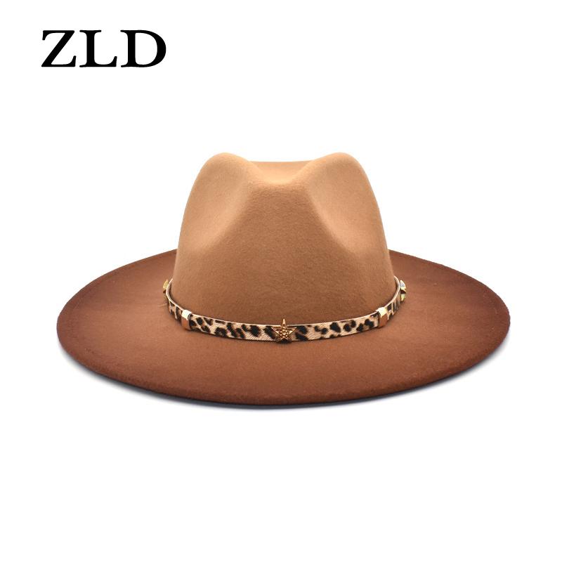 

Wide Brim Hats ZLD Classic British Women Fedora Hat Autumn Winter Fashion Leopard Ladies Cap Men Jazz For Formal Parties
