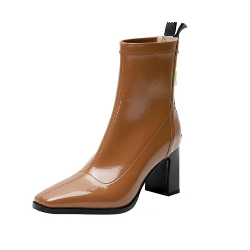 

2021 New Winter Women's Ankle Boots Round Toe Thick Pumps Newest Wedding Party Shoes Woman Heels Mybe, Black
