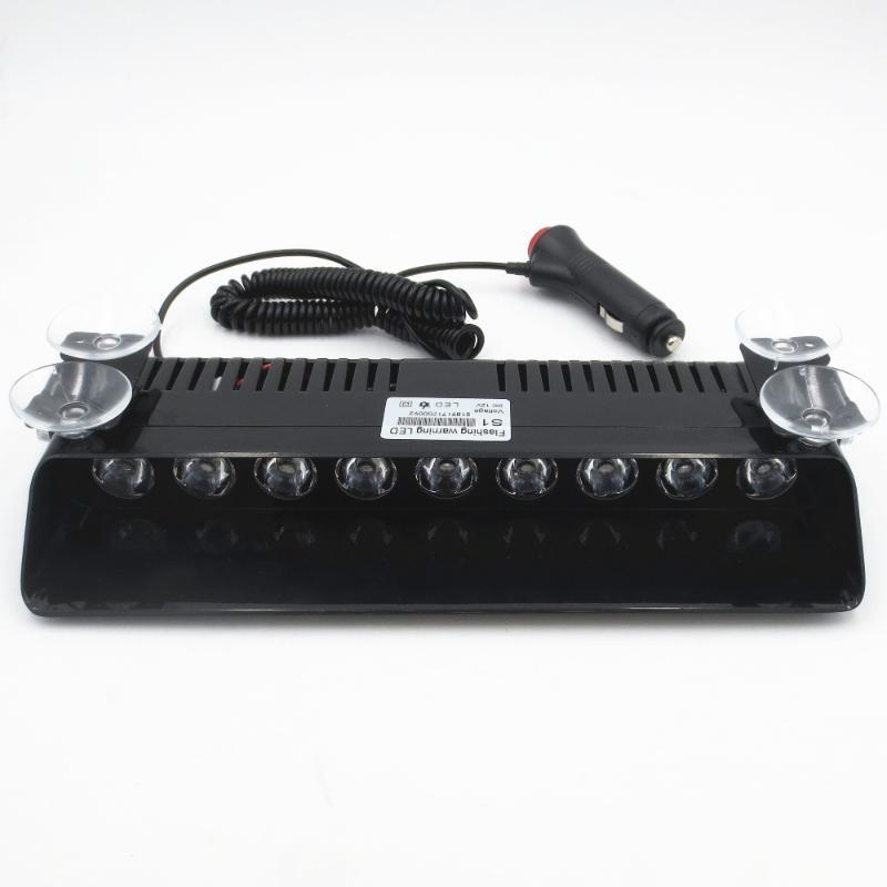 

Car Truck Emergency Strobe Flash Warning Light 12V 9 LED Flashing 9W Lamp Sucker Red Blue White Amber1, As pic