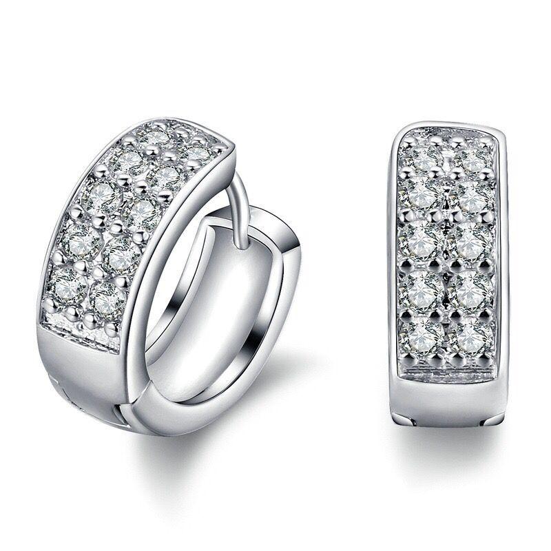 

MxGxFam Full 2 Line Zircon White Earrings Hoops Fashion Jewelry For Women Gold Color Made by Environmental Copper