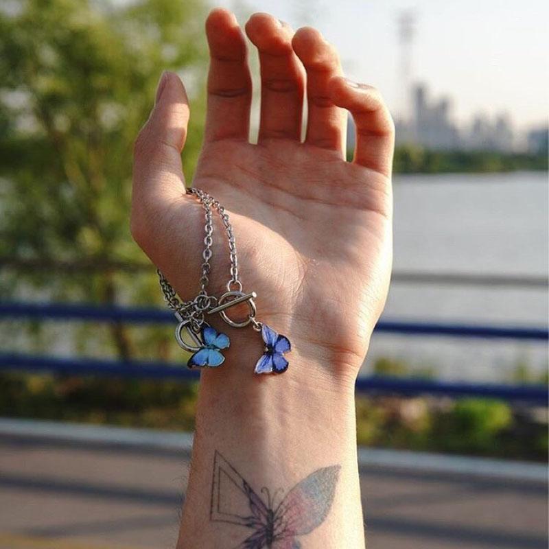 

Charm Bracelets Korea Style Butterfly For Women Blue OT Clip Bracelet Jewellery Accesorios Friends Gift Pulseras1