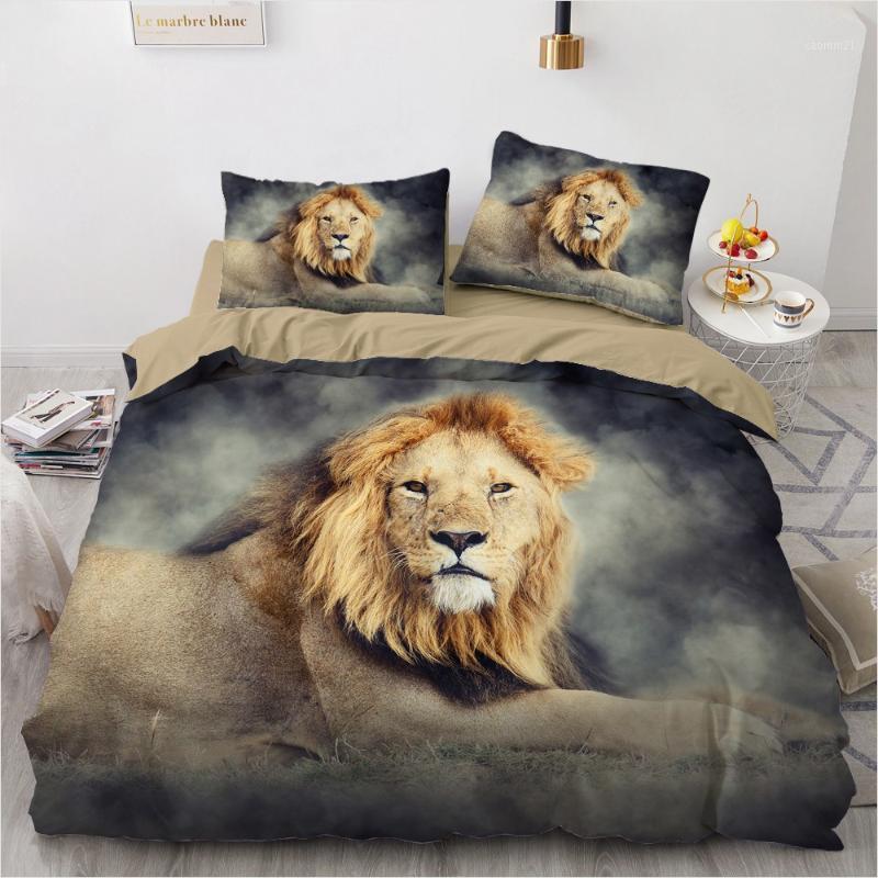 

3D Bedding Sets Lion Camel Duvet Quilt Cover Set Comforter Bed Linen Pillowcase King Queen Full Size 230*265cm Home Texitle1, Lion006-camel
