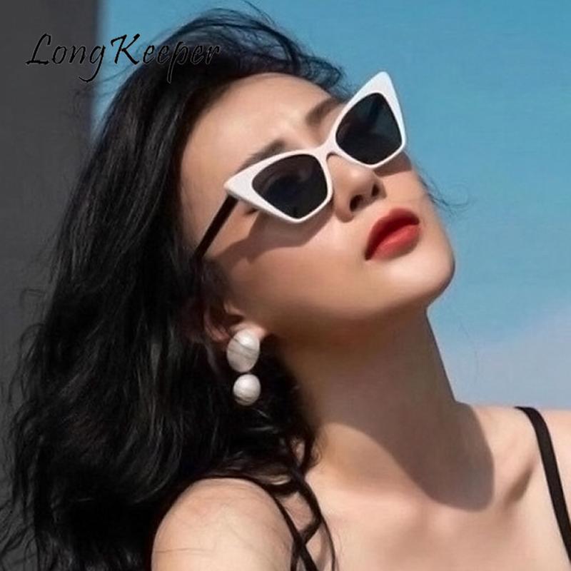 

Sunglasses LongKeeper Vintage Cat Eye Women Fashion Brand Designer Small Frame Cateye Retangle Sun Glasses For Female Shades