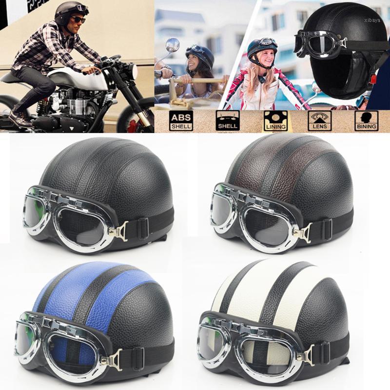 

Classic NEW FRP half motorcycle helmet capacete motoqueiro casco de moto German Motorcycle Half Helmet black1, Brown