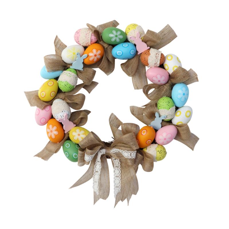 

1PC Easter Egg Festival Garland Easter Festival Door Decorative Wreath, Colorful