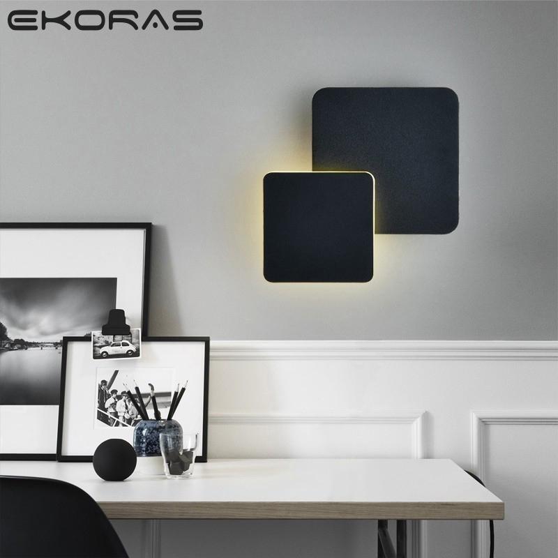 

square LED Wall Lamp for Bedroom living room white black sconce wall lights 360 degrees Rotatable Metal 5W/16W fixtures