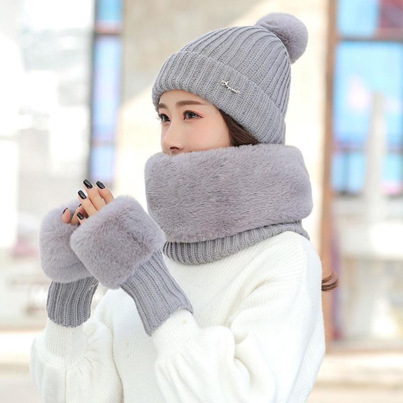 

Knitted Cap Skiing Women Skating 4 Color 3pcs/Set Riding Thick Ski Hat Scarf Windproof Outdoors Activities Warm Scarf Set, Yellow