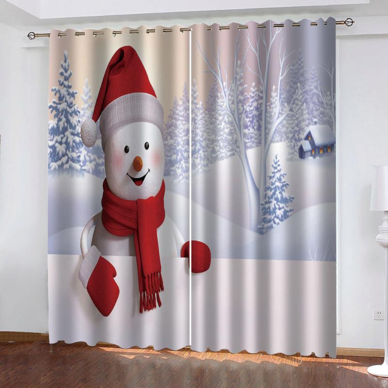 

Beautiful Photo Fashion Customized 3D Curtain snow christmas curtains 3d stereoscopic curtains, As pic