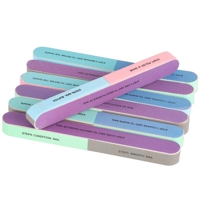 

12 Packs 7 Way Nail File and Buffer Block Nail Buffering Files 7 Steps Washable Emery Boards Professional Manicure Tools