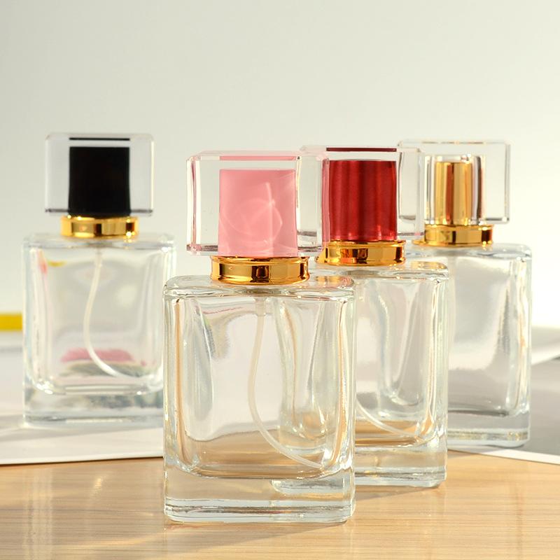 

Free Ship 50ml Spray Bottle Thick Transparent Glass Multicolored Skin Care Cosmetics Portable Can Add Perfume Fine Mist Atomizer
