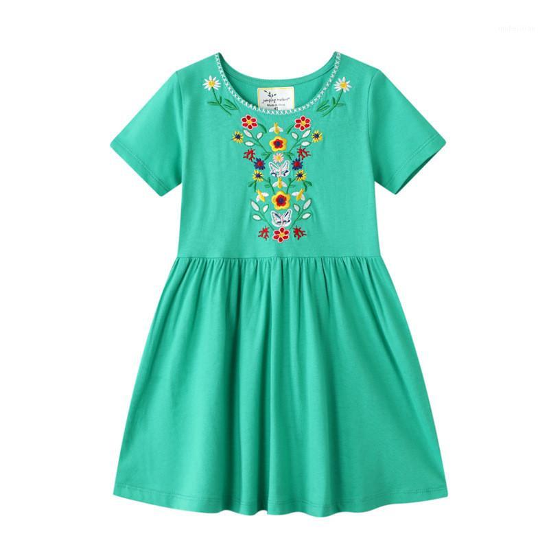 

Jumping Meters New Flowers Princess Girls Dresses Cotton Embroidery Summer Baby Clothes Kids Party Dress1, T6898 flower