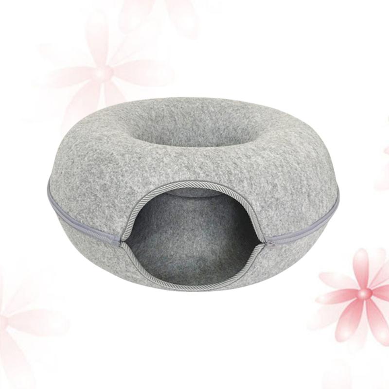 

1PC Comfortable Donut Shape Creative Soft Felt Zipper Cat Sleeping Bag Cat Supplies Pet House
