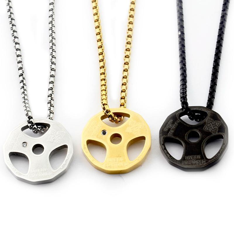 

Stainless Steel Fitness Necklace Cool Weight Plate Pendant Barbell Dumbbell Weightlifting Bodybuilding Sports Jewelry1