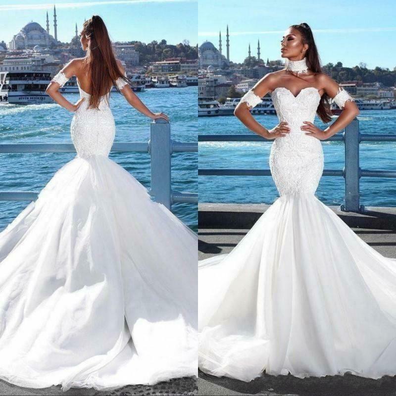 

2021 New Romantic Mermaid Wedding Gowns Illusion Without Lace Applications Bills Dressed As Brand-new Bride XQXE, White
