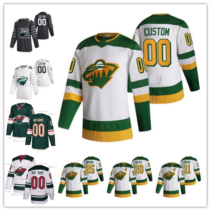 

2021 Minnesota Wild Reverse Retro Hockey Jersey Zach Parise Ryan Suter Mikael Granlund Cam Talbot Marcus Johansson Nick Bjugstad Zucker, Black;red