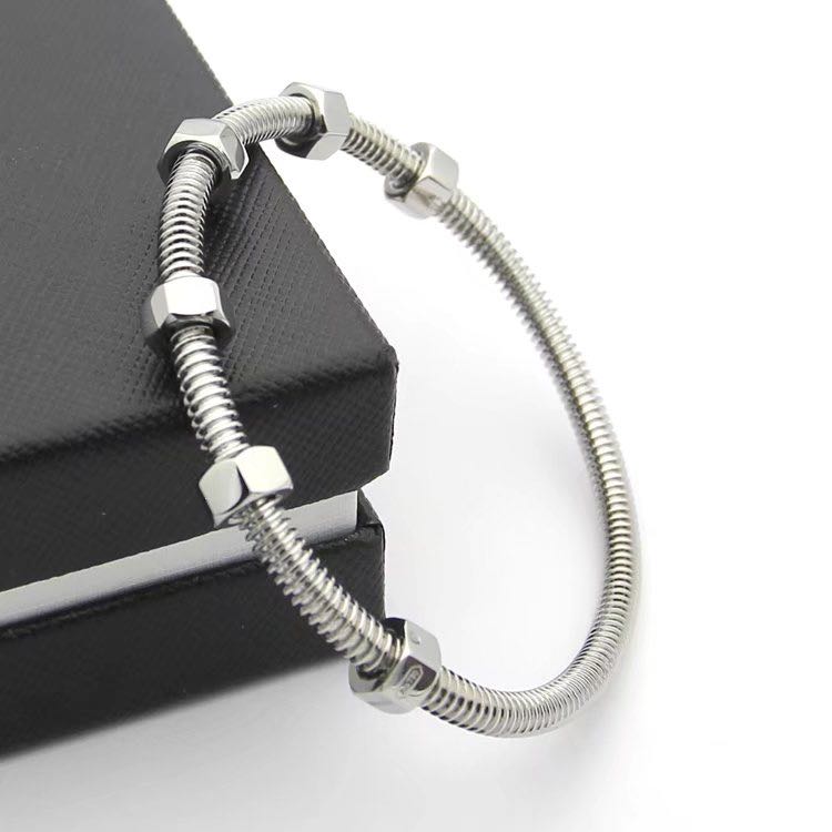 

stainless steel jewelry screw bracelet fashion bracelet luxury designer jewelry women bracelets iced out bracelet bangle, Black