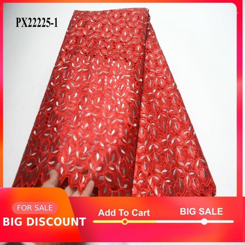 

Wholesale big lace Red color double organza handcut lace fabric embroidery full sequins1